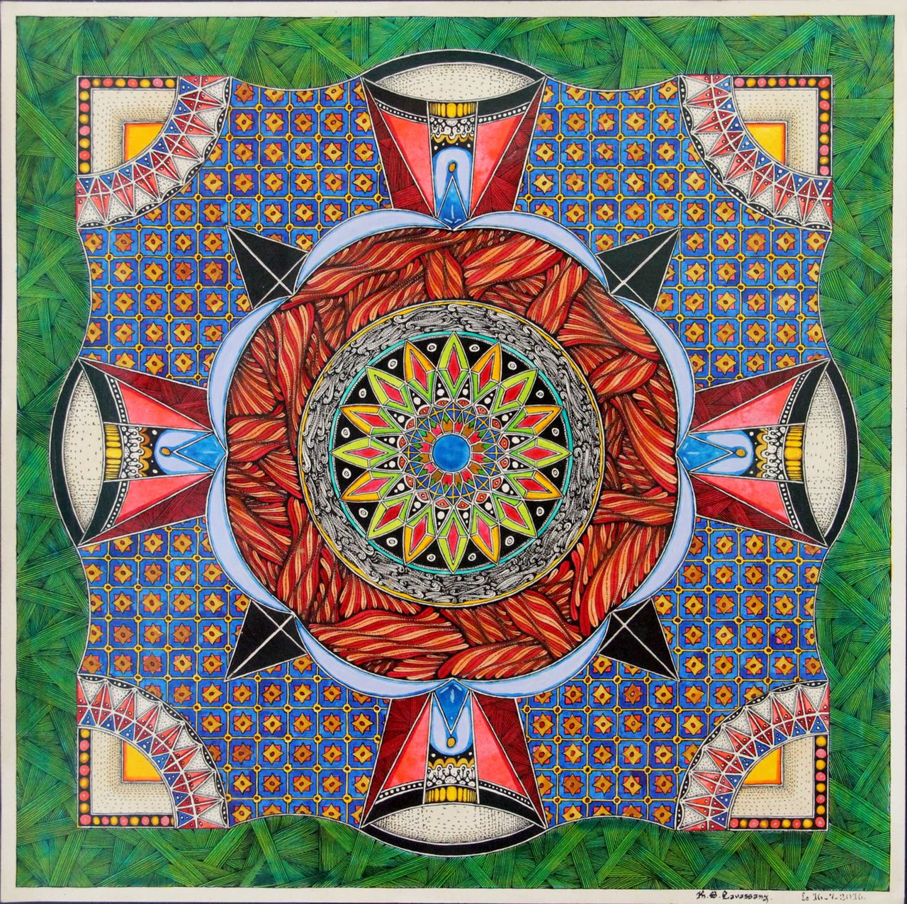 Untitled V, hand-drawn acrylic artwork by Hassan-Behrouz Lavassany